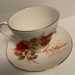 40th wedding anniversary cup and plate,vintage,Duchess bone china from England